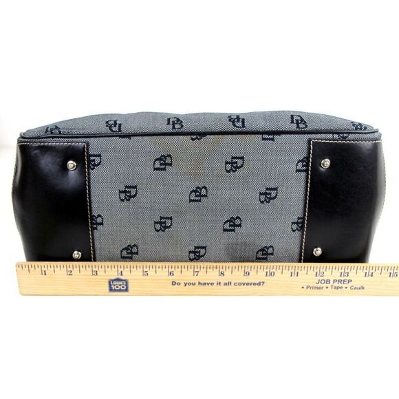 DOONEY & BOURKE GRAY DB CANVAS BLACK REAL LEATHER TRIM SHOULDER BAG TOTE HANDBAG - Picture 14 of 16